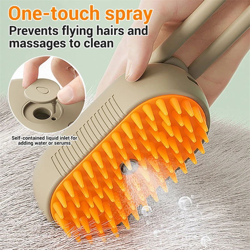 3-in-1 Electric Steam Pet Brush for Dogs & Cats